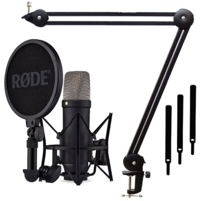 Rode NT1 5th Generation XLR USB Studio-Mikrofon Schwarz + Gelenkarm-Stativ
