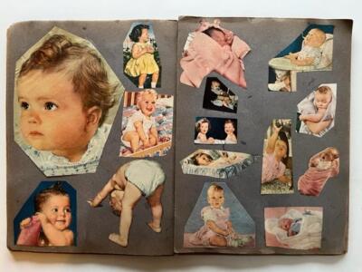 2 Scrapbooks 1949 Cute Baby & Family Cut-Outs From Mags~Girls Sick Bed Activity