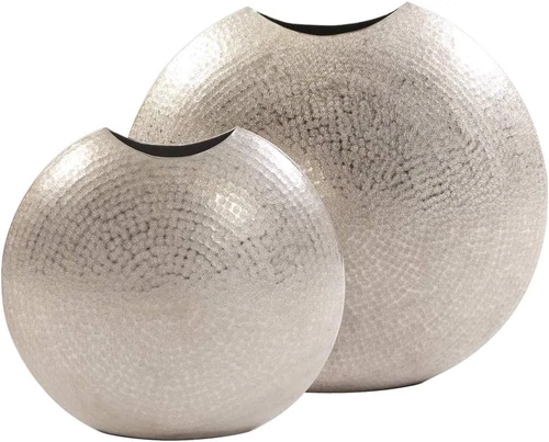 Frosted Metallic Silver Decorative Vase - Hammered Accent for Home Decor - Picture 3 of 5