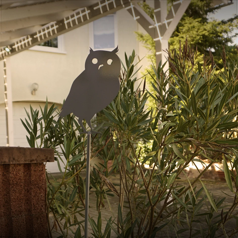Garten deko Grau Beet Pflanz Stecker Eule groÃŸ Erd SpieÃŸ Stange Stahl Vogel - Bild 2 von 2