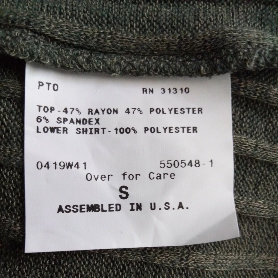 Ab Studio Womens Tunic Top S Olive green Ribbed Mixed media Short sleeve Knit - Image 4 of 4