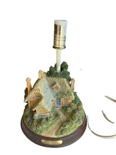Thomas Kinkade Everett's Cottage House Lights Table Lamp No Shade Tested.