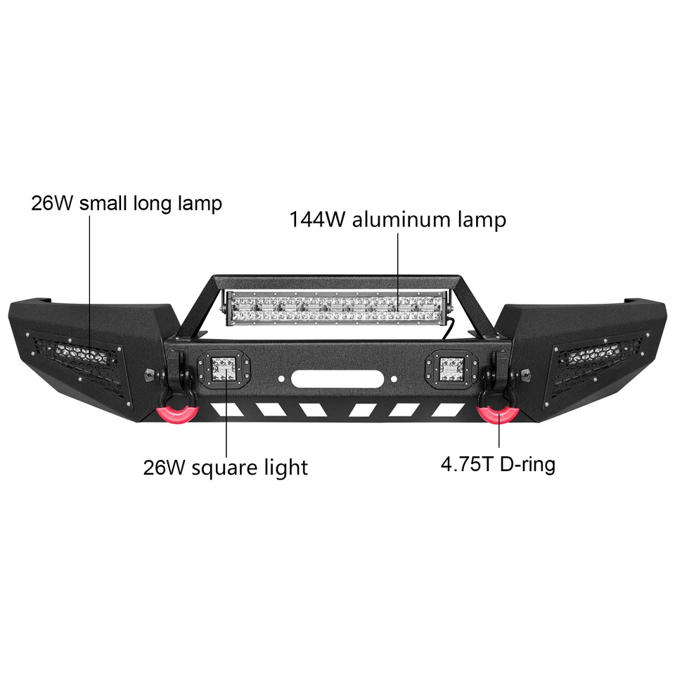 VIJAY For 1999-2004 Jeep Grand Cherokee WJ Front Bumper with Winch Seat & Lights Foto 3 de 4