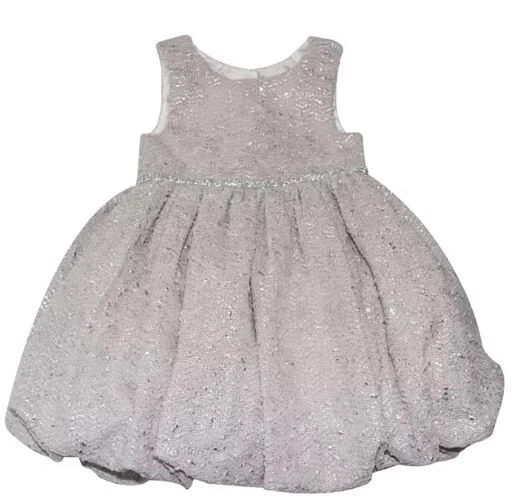 Vestido BLUEBERI BOULEVARD Niñas Pequeñas Sin Mangas Boucle Burbuja 3T Plateado Nuevo con Etiquetas $74 Foto 4 de 4