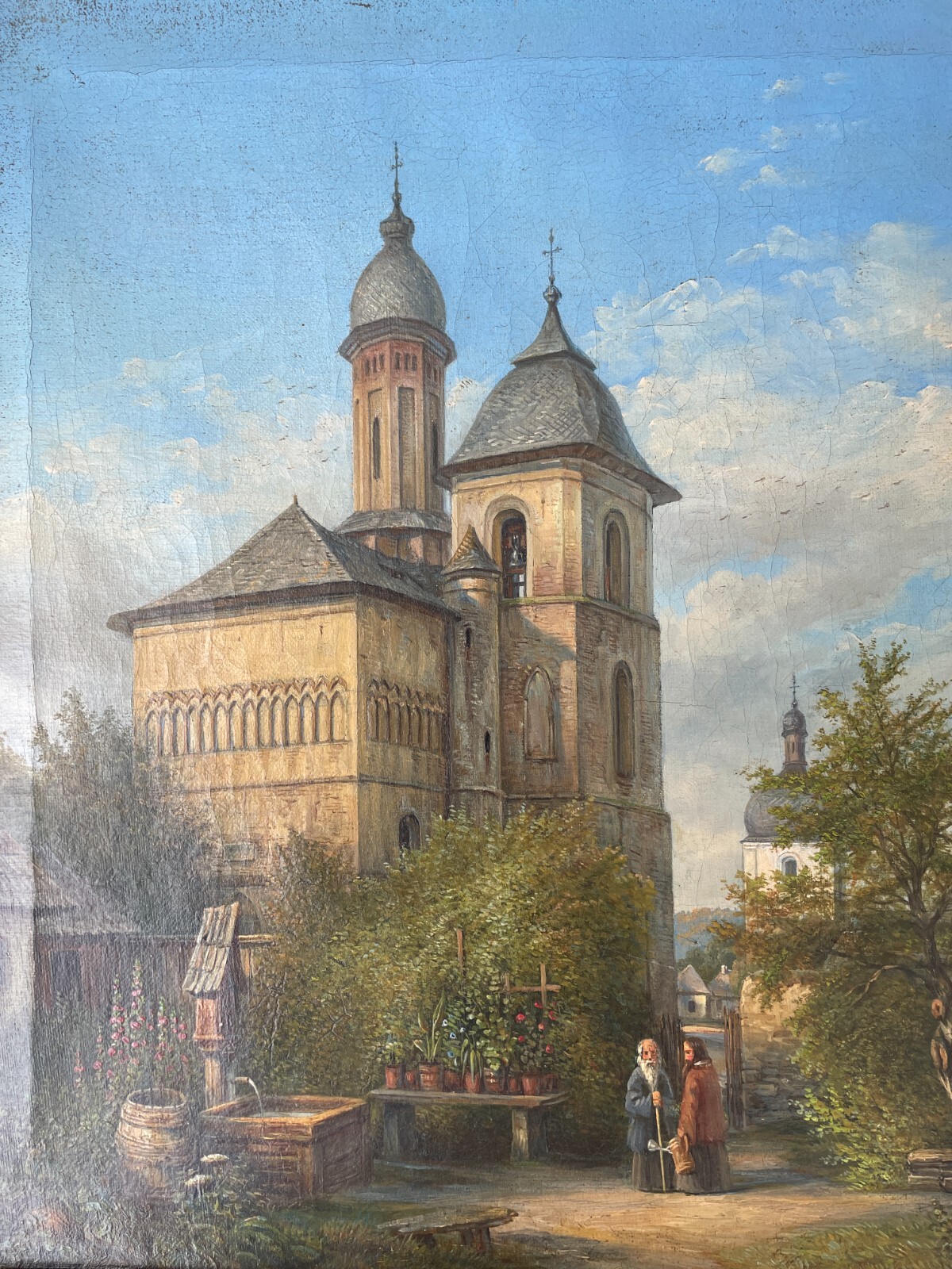 antikes ÖL-GEMÄLDE " Armenische Kirche in der MOLDAU " signiert