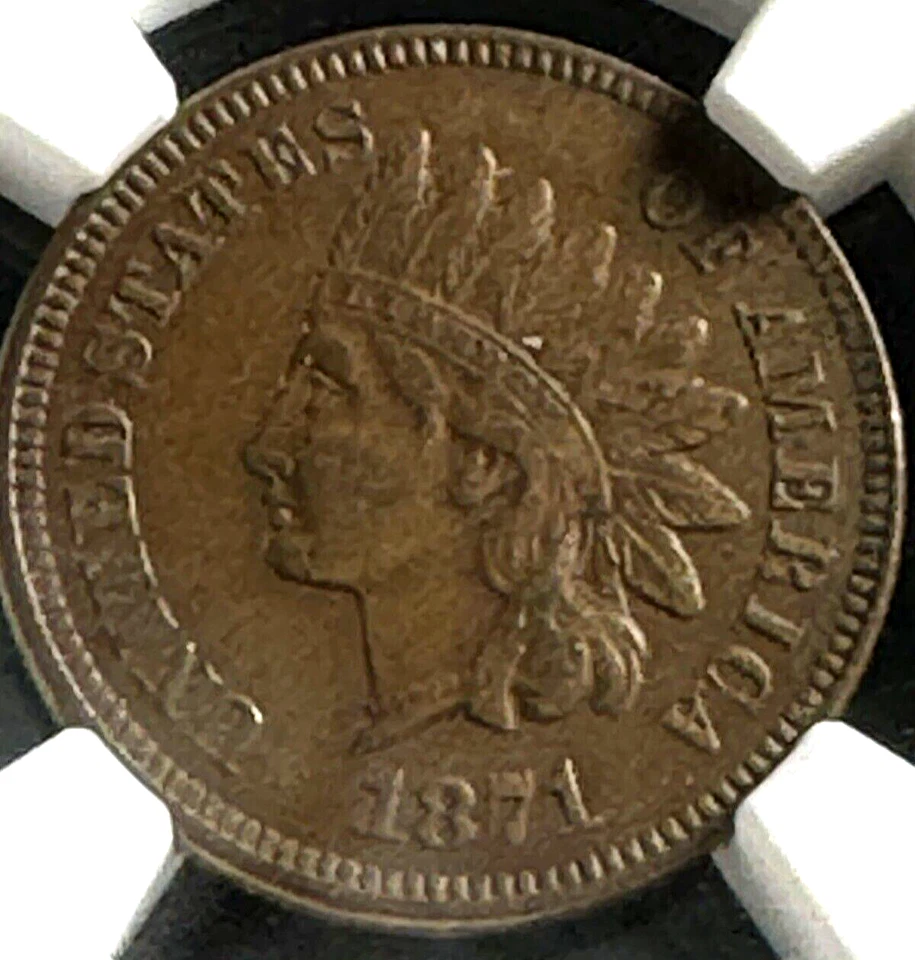 1871 Indian Head Cent NGC AU 53 BN  Key Date - Image 2 of 4