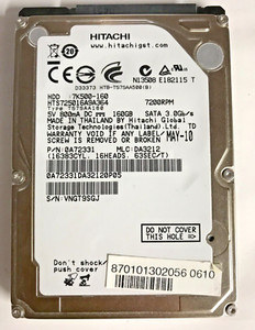 160 GB SATA NOTEBOOK FESTPLATTE HITACHI HTS725016A9A364 2,5'' ZOLL #NFP612
