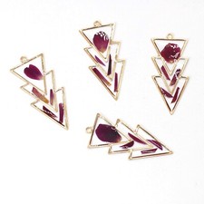 C 8PCS Gold Tone Dried Pressed Flower Resin Arrow Shape Charm Pendant GXE205