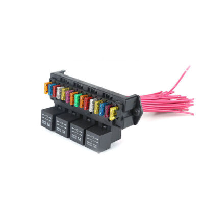 US STOCK 12V Car Relay & Fuse Box Holder Blade Fuse with 4x Relay Truck Tractor