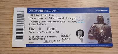 Ticket 2008 Everton vs. Liege Standard UEFA CUP