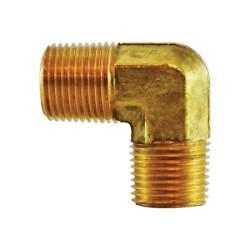 28266 90-deg Elbow, 1/8 in Male NPT x 1/8 in Male NPT, Brass, 3 Pack - Picture 1 of 1