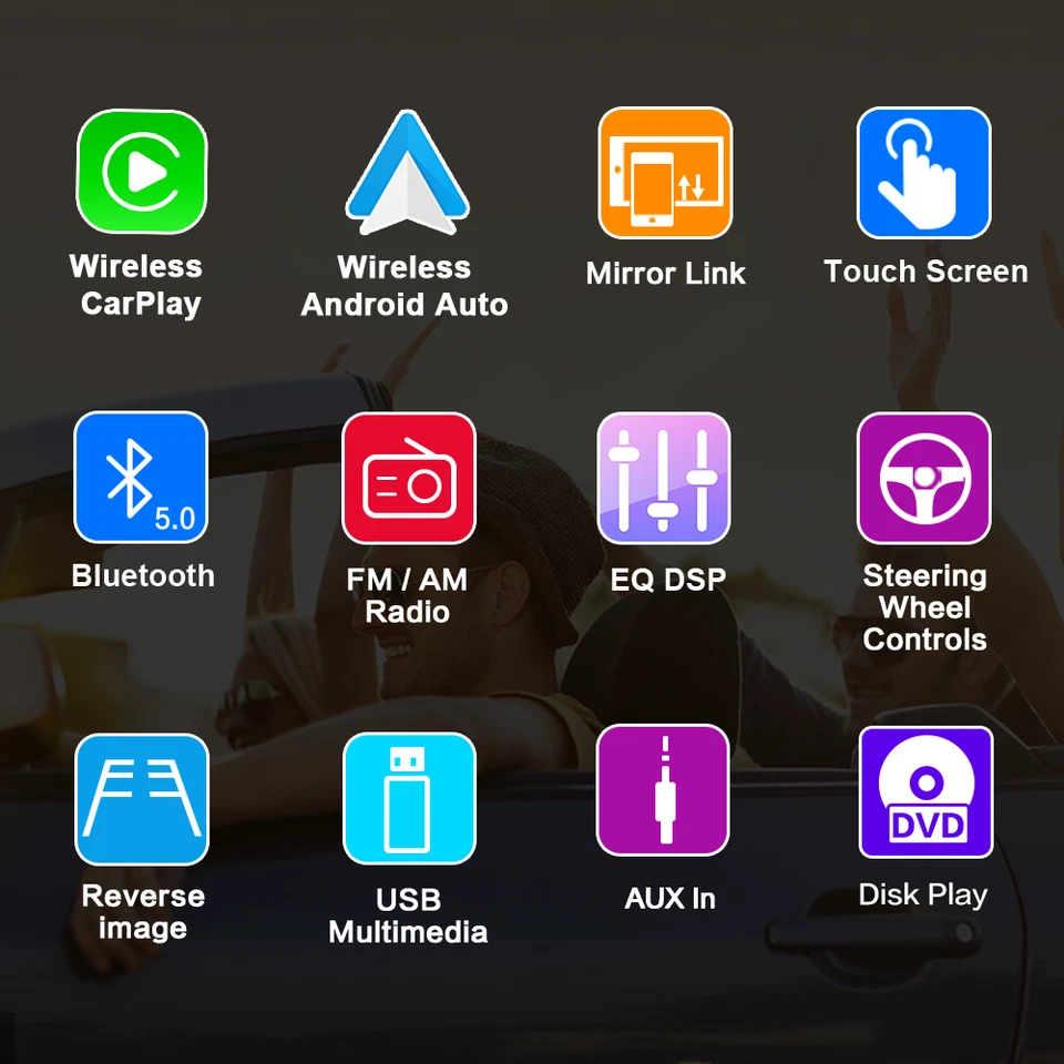 7" Double 2 Din Car Stereo Apple CD DVD Player Radio CarPlay With Backup Camera - Image 3 of 4