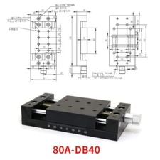 80A-DB40 X-Axis Manual Linear Stage Translation Platform Displacement 80x80mm
