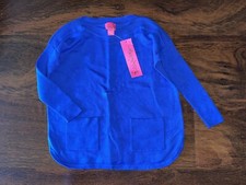 Lilly Pulitzer Girl SMALL 4-5 Iris Blue MINI COBO SWEATER Boatneck Pullover NWT