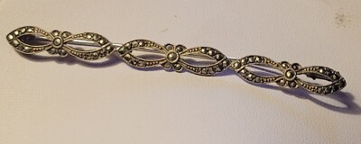 Broche Ancienne En Argent Massif Et Marcassite - 11 Grammes - Occasion Avec Traces D'usage