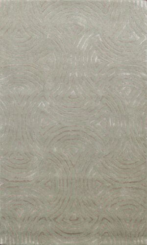 Hand-tufted Wool/ Silk GREEN/ SILVER SWIRL Indian Oriental Area Rug 4x6 Carpet - Picture 1 of 10