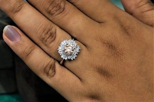 Vintage Pink Morganite Gemstone Engagement Ring 925 Sterling Silver Fancy Ring - Picture 5 of 10