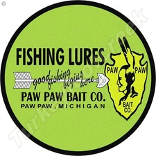 Paw Paw Fishing Lures 11.75" Round Metal Sign