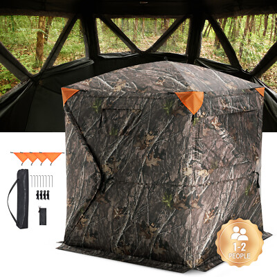 Hunting Blind 270° Ground Deer Duck Blind 3 Windows Mesh for 1-2 Person