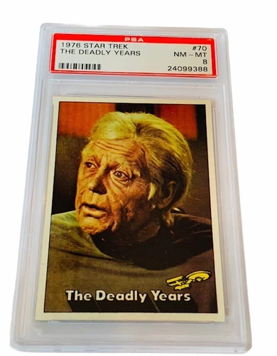 Star Trek Trading Card Captains Log 1976 Topps PSA 8 Deadly Years Bones Mccoy sp