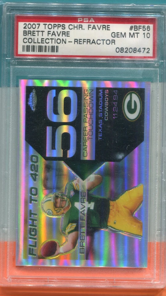 BRETT FAVRE PACKERS 2007 TOPPS CHROME FLIGHT TO 420 CARD #56 REF #106/199 PSA 10 - Image 2 of 4