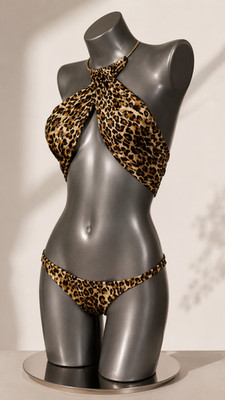 Victoria's Secret Leopard Necklace Wrap Monokini Swimsuit NWOT Size S