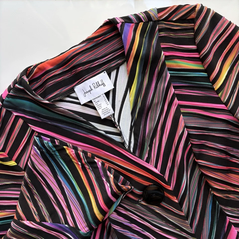 Chaqueta Joseph Ribkoff Color Rayas Mujer Talla 2 Texturizada Avant Garde Colorida Foto 4 de 4
