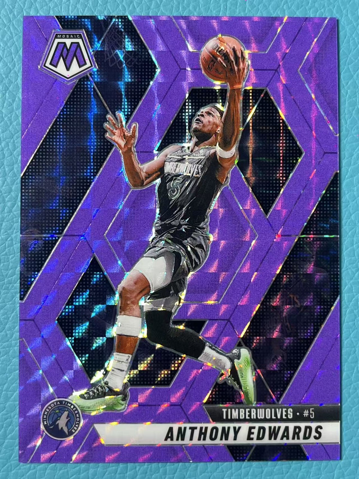 Anthony Edwards 2024-25 Panini Mosaic 106/249 Purple Fluorescent #36