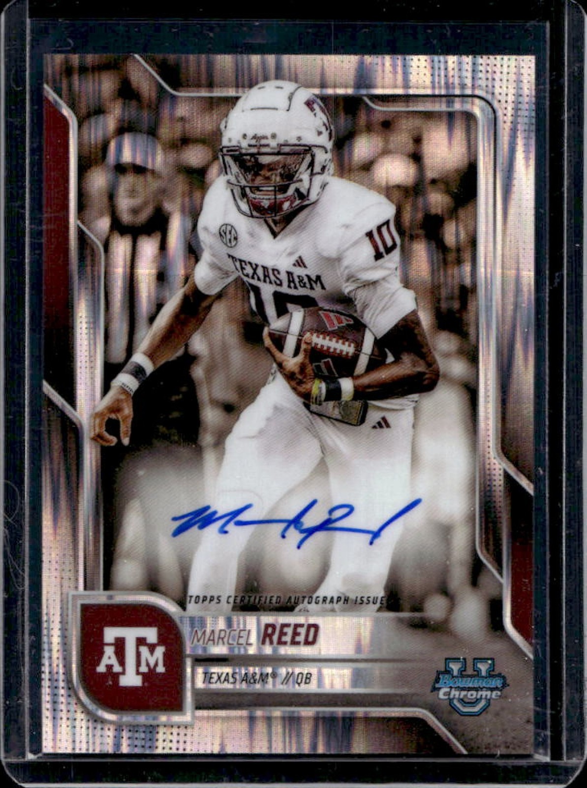2025 Bowman Chrome U Marcel Reed Prospect Auto Stealth Refractor #BCA-MRE
