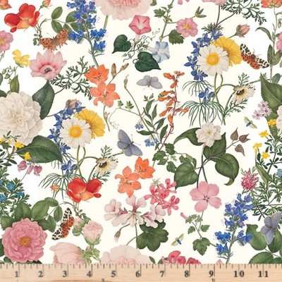 Nature's Portrait Main White CD15670-White  100% Cotton Fabric By half yard