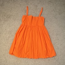 Forever 21 Orange Cotton Sundress Square Neck Spaghetti Strap Size S