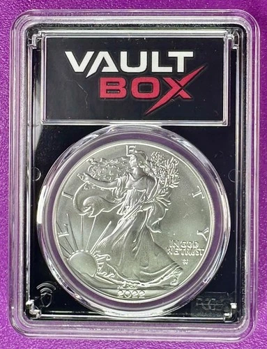 2022 W $1 Burnished American Silver Eagle ASE Vault Box PCGS SP70 (847)