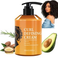 Argan Oil Curl Defining Cream, Anti Frizz Curl Cream for Enhances Wavy Hair and