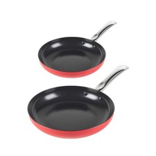 Russell Hobbs Riviera Frying Pan Set – 24 & 28cm, PFAS-Free, Induction Safe, Red