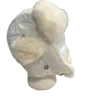 Mad Bomber All White Rabbit Fur Hat Ear Flap