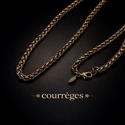 Courreges Vintage Gold Long Necklace 45cm High-End Accessory Authentic