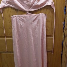 Solid Pink Women’s Maxi Slip Dress Long Length Sleeveless Tie Strap XL - Cut Out