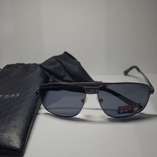 New GUESS Dbl Bridge Aviator Sunglasses GO00063 Matte Black Lens soft case/cloth