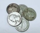 LOT OF 5 WASHINGTON QUARTERS 90% SILVER ALL 1940's - #6307