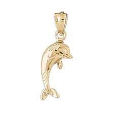 Dolphin Charm Pendant 14k Gold
