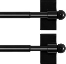 2 PACK Magnetic Curtain Rods for Metal Doors, 16 to 28 Inch, 1/2 Inch Diamete