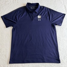 Under Armour Heatgear Polo Shirt Men  s XL Blue Notre Dame Fighting Irish Golf