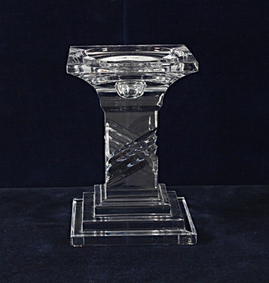 Galway Irish Crystal Glass Pillar Candle Holder 5.25 inch Diagonal Cut