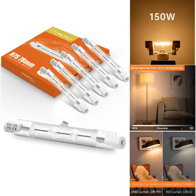 Tomosu R7s Halogenstab 78mm 150W Dimmbar Warmweiß