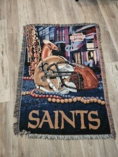 New Orleans Saints NFL Multicolor Blanket with Team Logo and Football Design