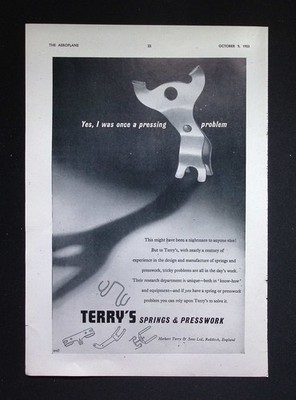 Original 1953 Reklame Terry's Federn & Presswork Engineering Components