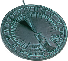 2550 Father Time Sundial, Cast Iron With Verdigris Finish, 11.5-inch Diameter