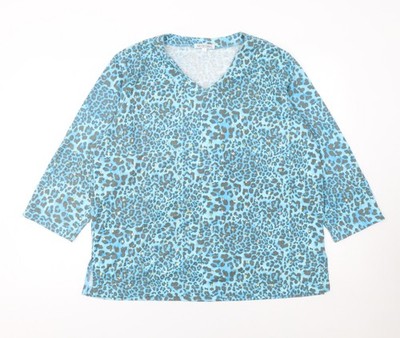 South Lodge Damen blau Leopard Pailletten V-Ausschnitt 3/4 Ärmel Top XL