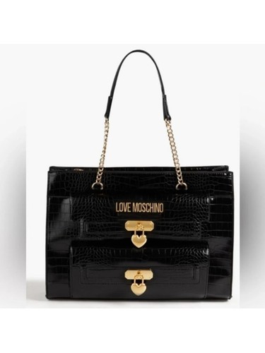NEW-LOVE MOSCHINO BAG croco Nero locket large