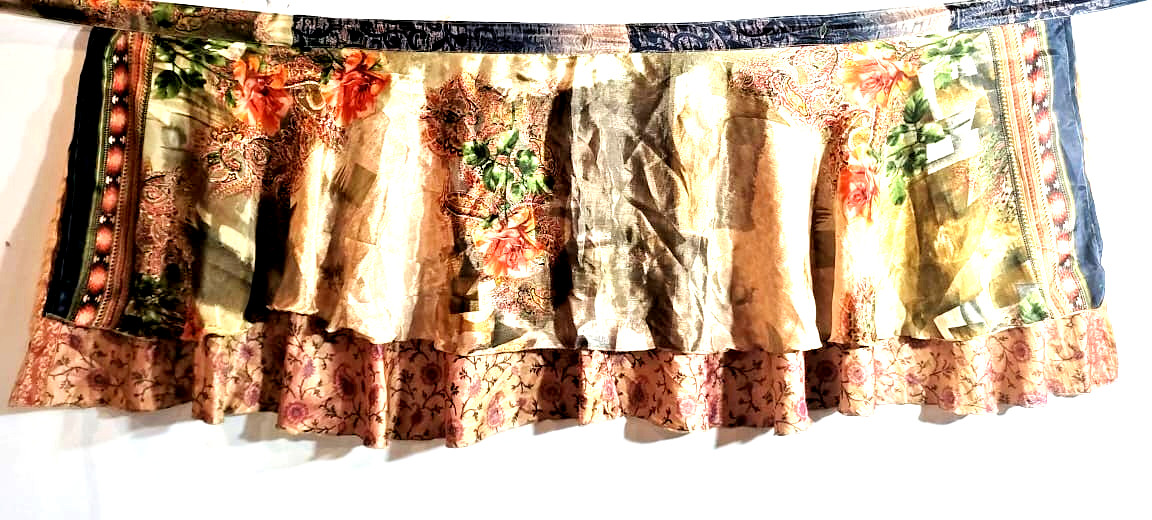 Mini faldas 21" de largo vintage Sari Magic Wrap faldas multicolor bohemio hippie